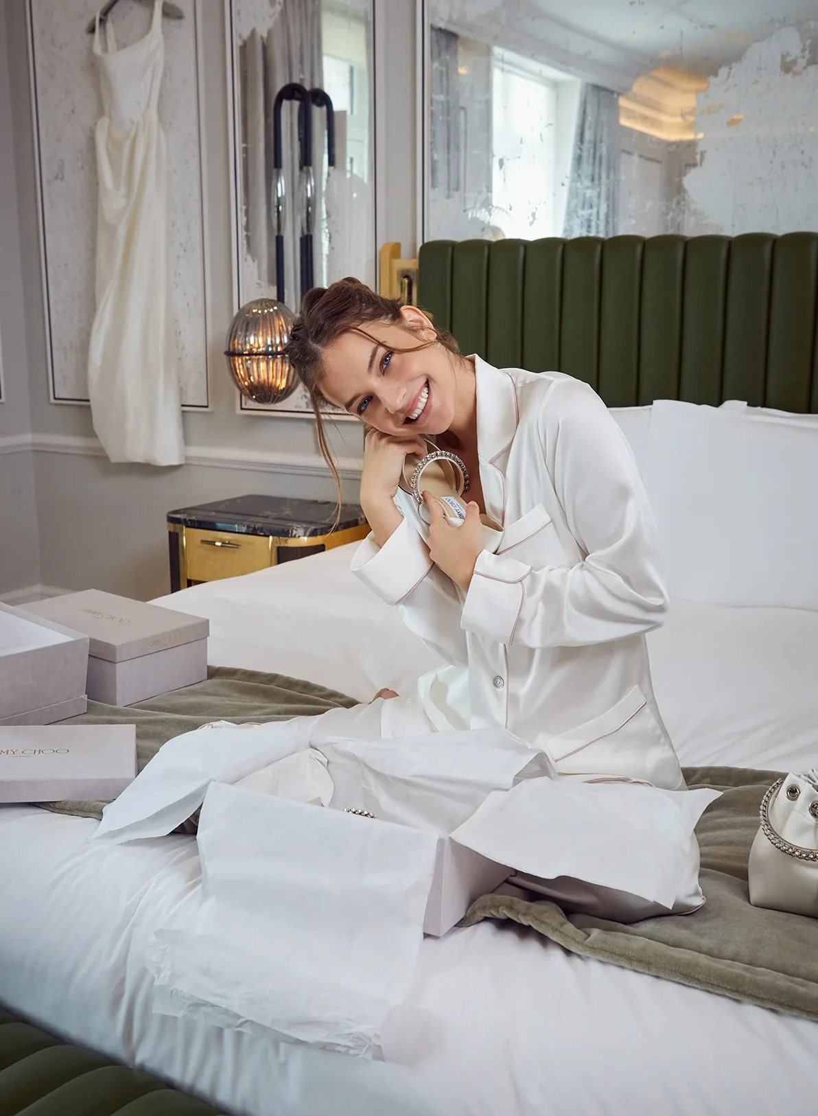 The super model Barbara Palvin with her Jimmy Choo wedding shoes