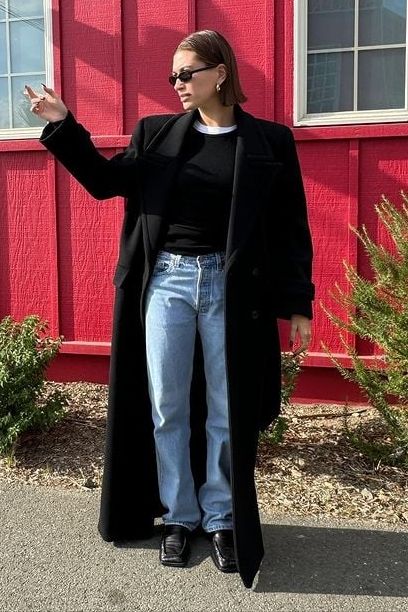 Hailey Bibier in Saint Laurent oversize coat
